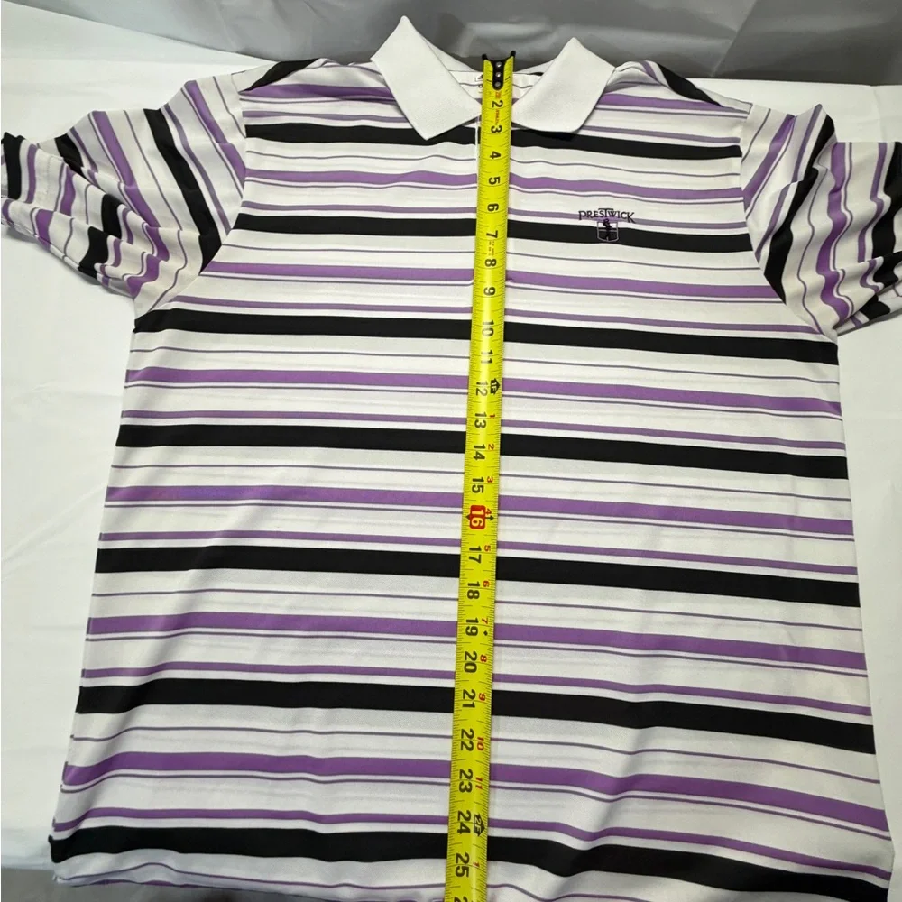 adidas Prestwick Striped Polo‎ — White, Purple & Black